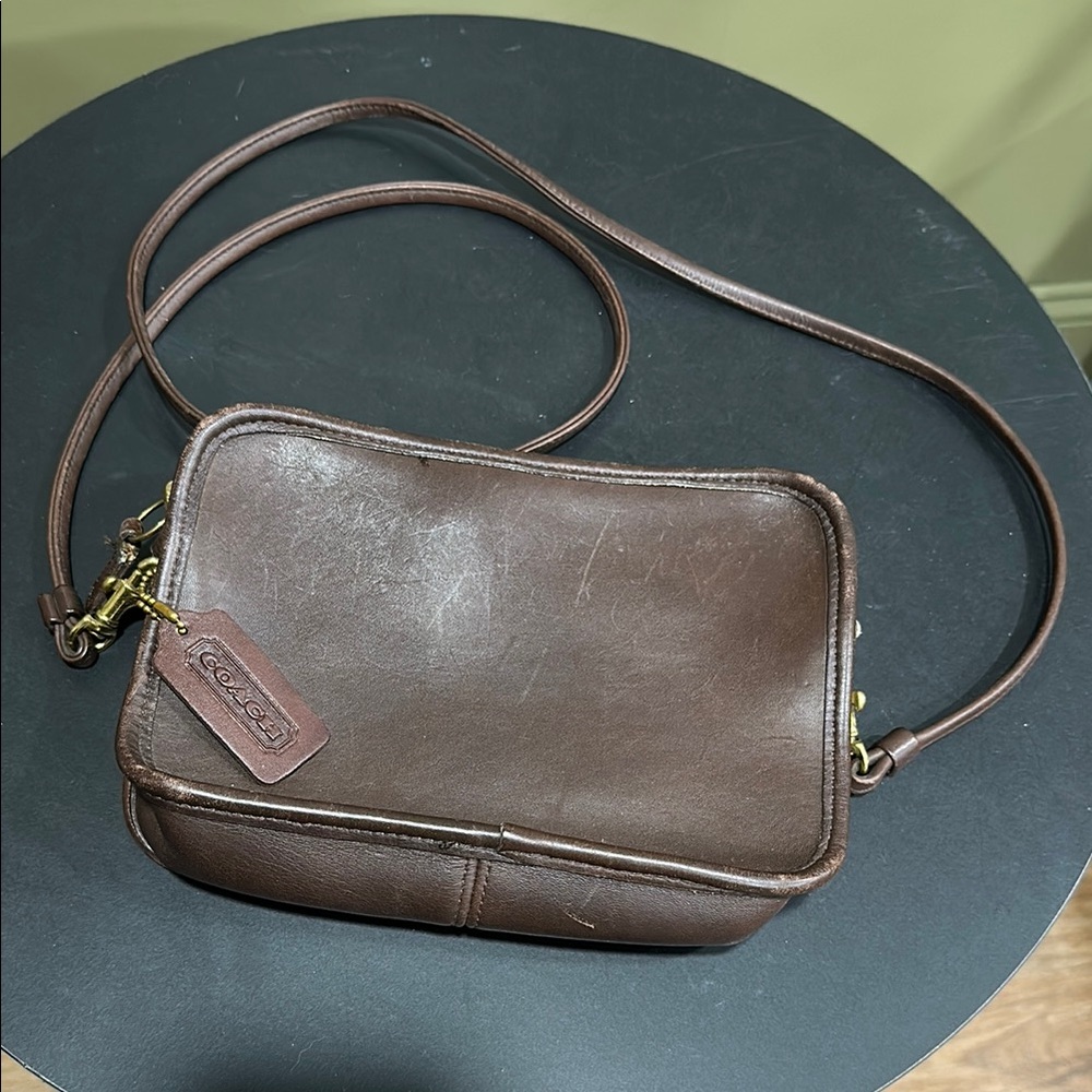 Coach Brown Leather Messenger Bag with Adjustable Strap